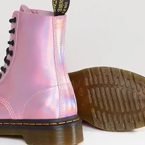 Martens Shoes Dr Martens Leather Holographic Pink Lace Up